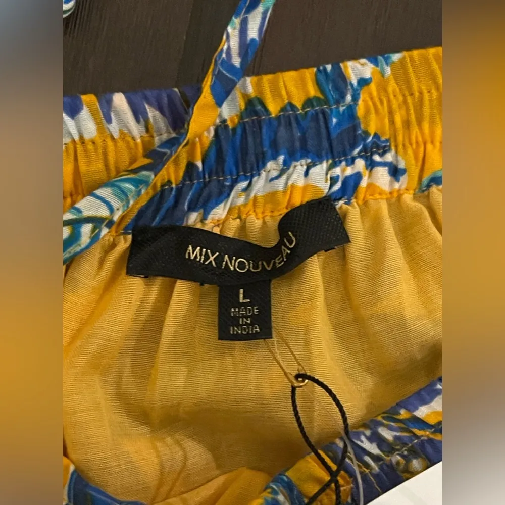 Mix Nouveau Women's Floral Multicolored Maxi Skirt Bohemian Elastic Waist Sz L Blue Size L - Image 4