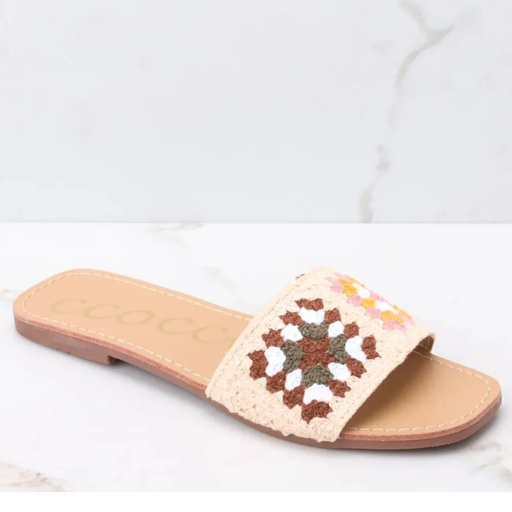 CCOCCI Crochet Walking Above Brown Multi Slide Sandals Brown Blush Multi  8 - Image 2