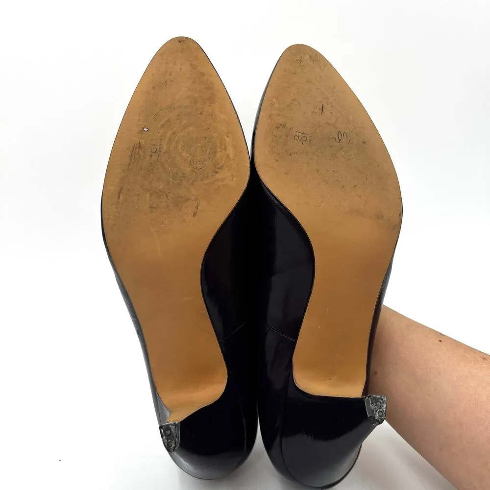 Vintage 80s Papagallo Purple Leather Heels Pointy Toe Ribbon Detail Court Shoe Size 9 - Image 6