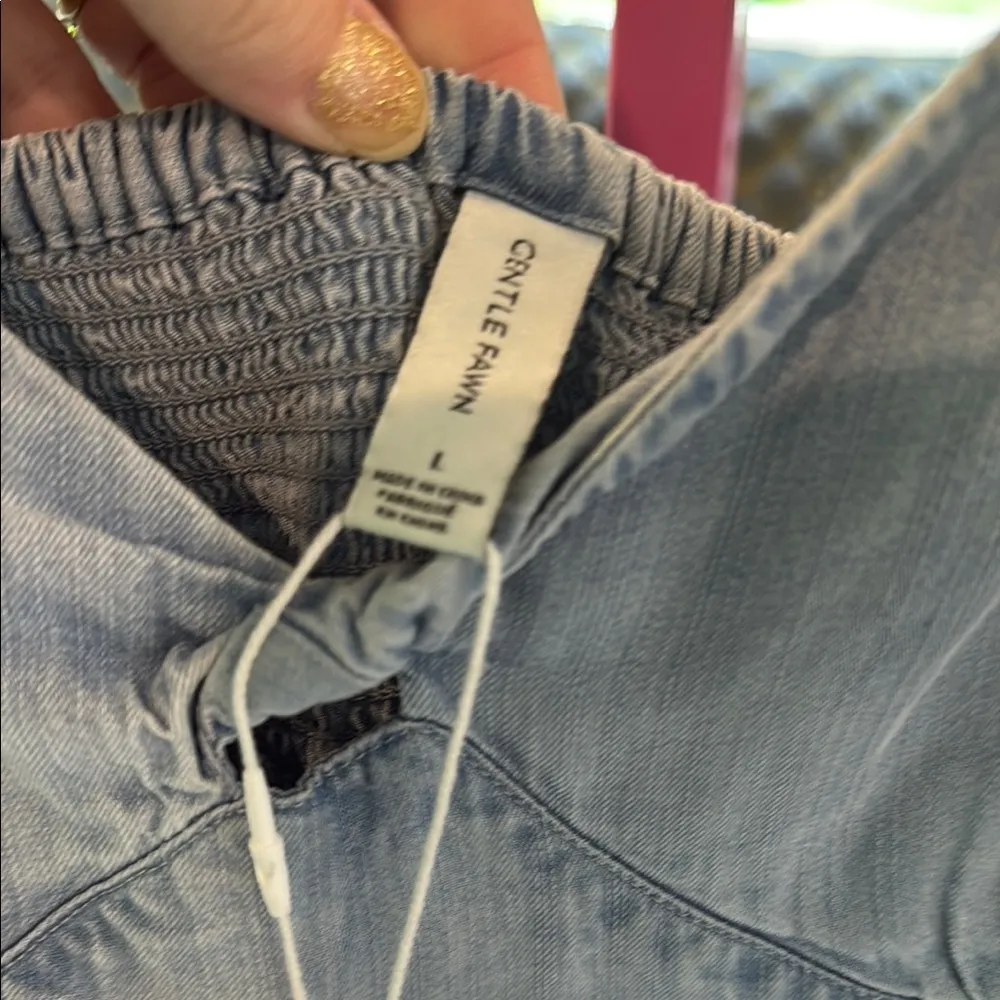 NWT Gentle Fawn Soft Blue Denim Jumpsuit Large - Image 3