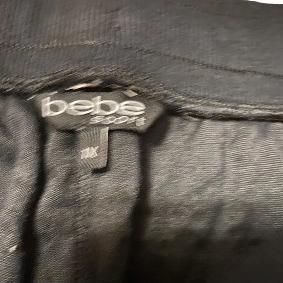Y2K Bebe Sport Women’s 1X Black Velour Jogger‎ Sweatpants Studded Booty Spellout - Image 6