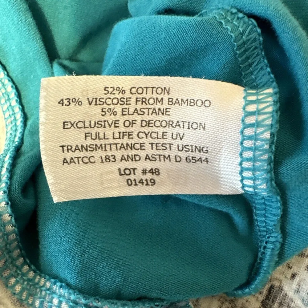 Coolibar Womens Oceanside Tunic Dress M Medium Turquoise 3/4 Sleeve UPF 50+ - Image 8