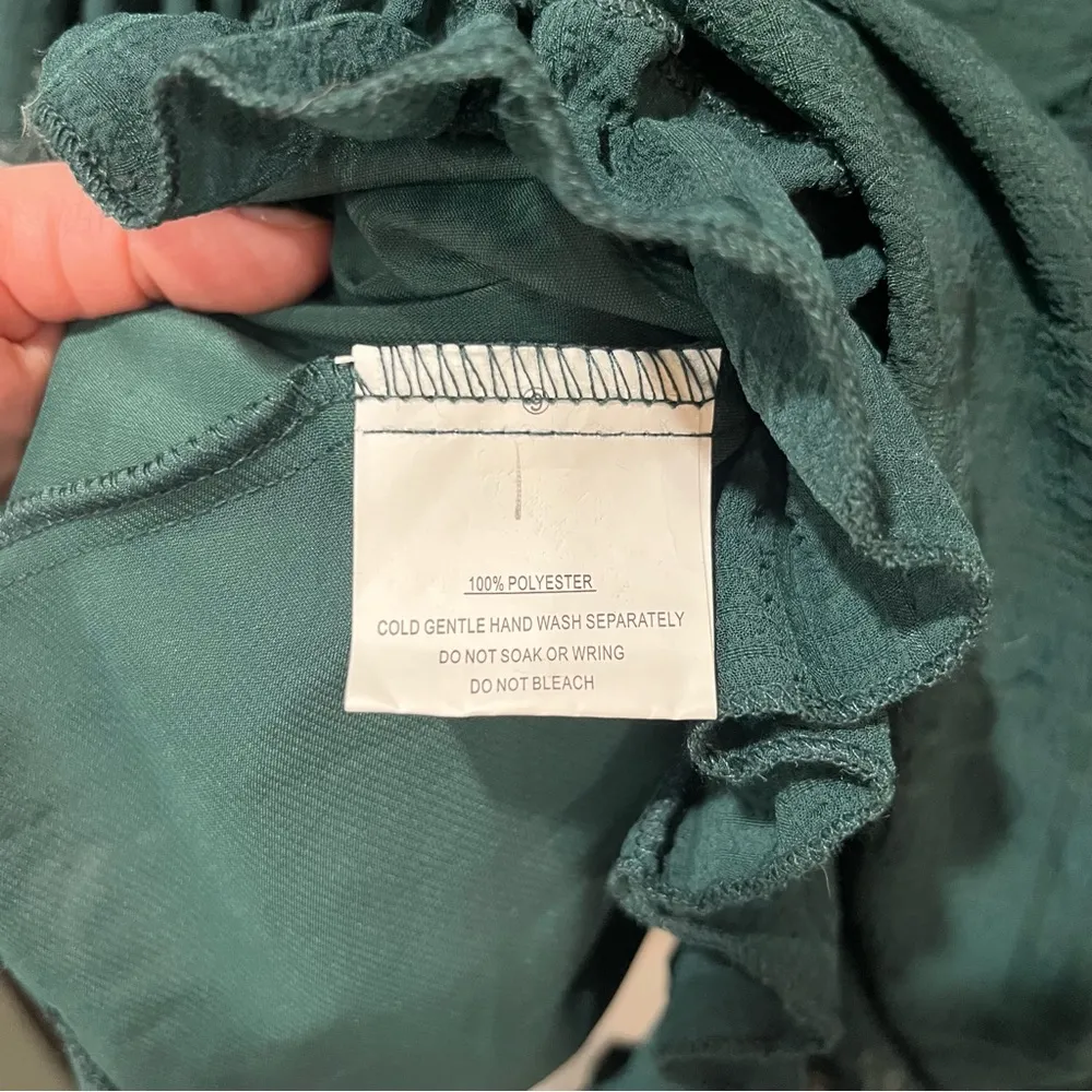 NEW SAINTS + SECRETS SMALL green ruffle smocked waist mini dress Long Sleeve NWT - Image 9