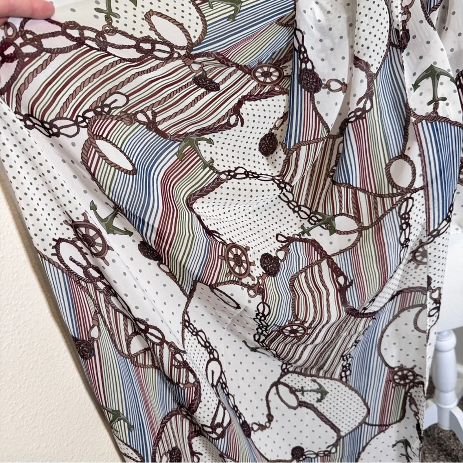 Zara White Brown Rope Anchor Print Scarf Nautical Boat Fall Womens Accessories - Image 2