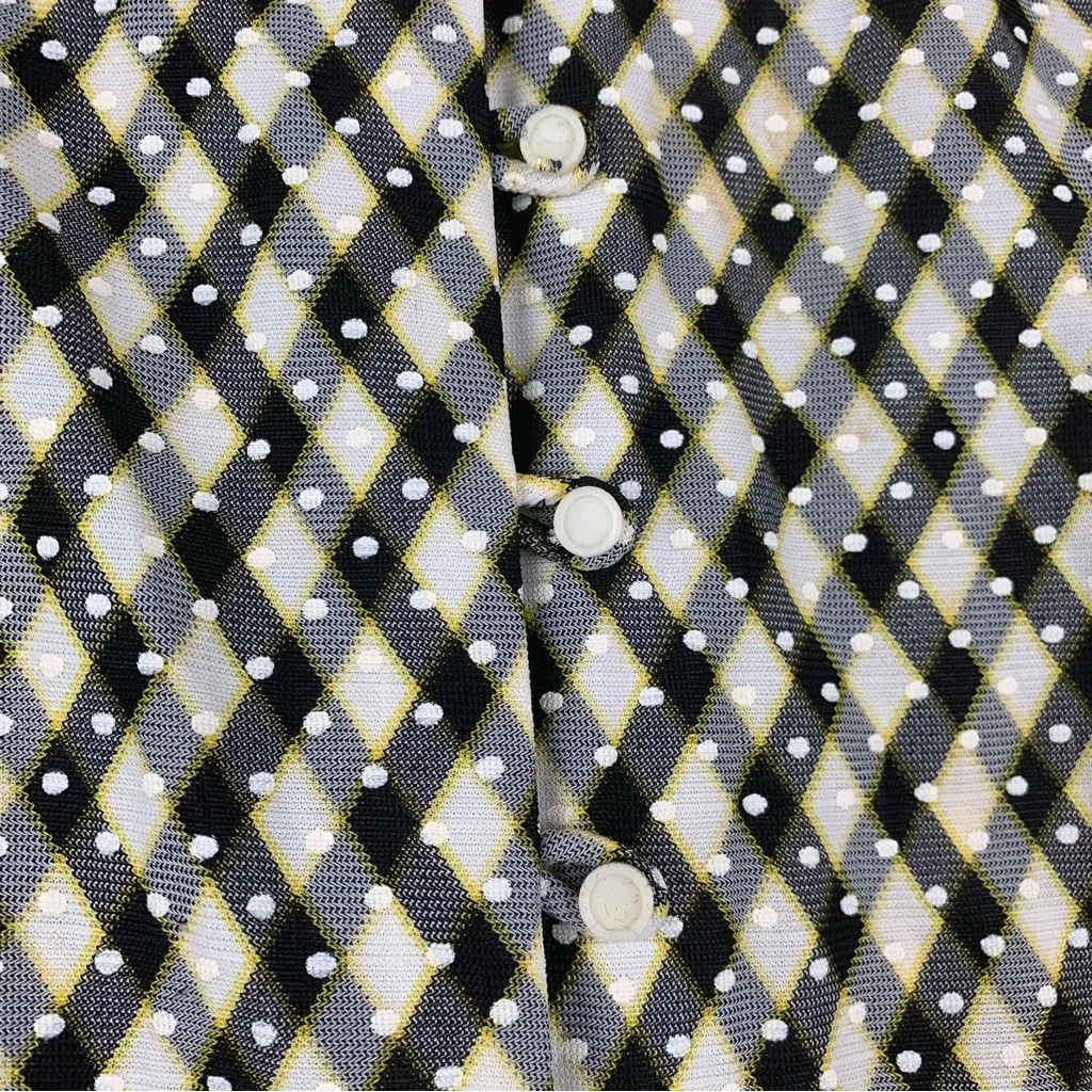 Vintage 70s woman's 6 8 small medium maxi dress black white pattern Wednesday lo - Image 9