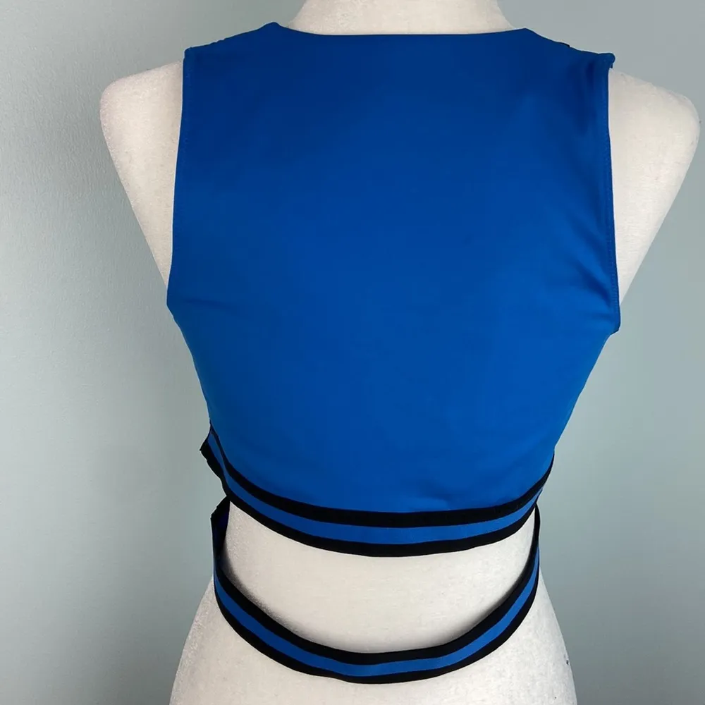 SOLID & STRIPED SPORT Freestyle Deep V Elastic Band Bra in Sapphire/Black Size L - Image 6