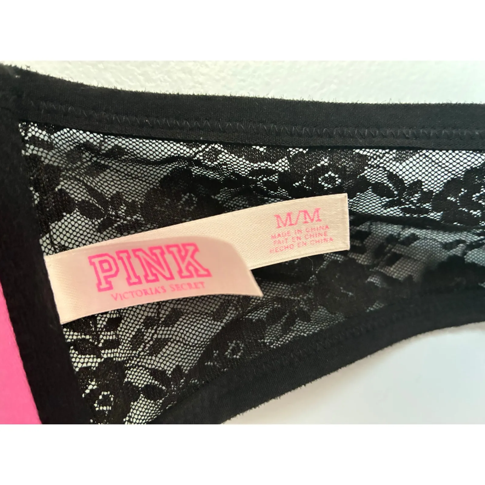 Victoria's Secret PINK Black Lace Strapless Bralette Wireless Medium - Image 7