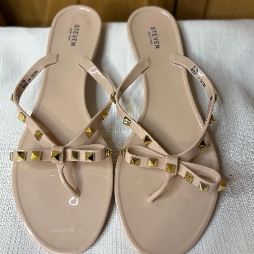 Steven Sandals with Gold Studs Size 8.5 - Image 2