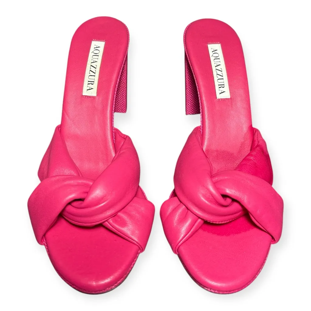 Aquazzura Olie 85mm knotted leather women's Fuchsia Heeled Sandals size 38.5 Pink - Image 6