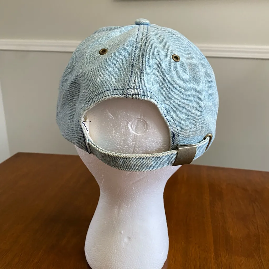 Vtg Angry Donald Duck Embroidered Goofy Hat Co. Faded 90s Denim Hat Cap - Image 2