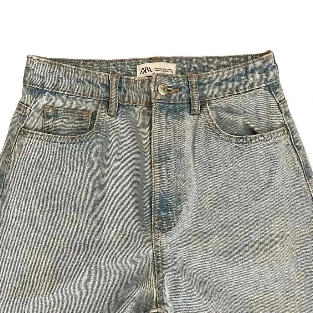 ZARA Straigt Leg High Rise Ankle Boyfriend Women’s Denim Blue Jeans Sz 4 #1673 - Image 2