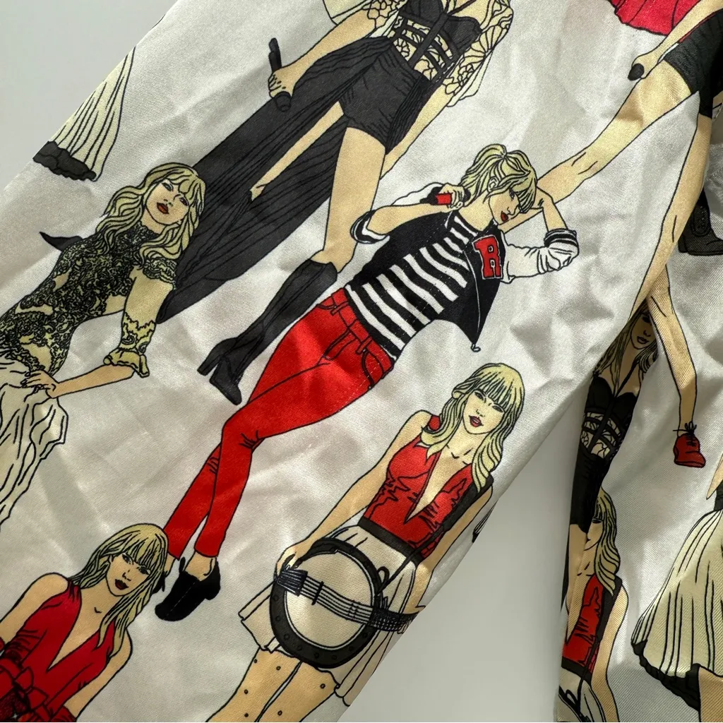 Taylor Swift RED (Taylor's Version) Eras Tour Graphic Satiny‎ Pajamas Set Sz XS - Image 14