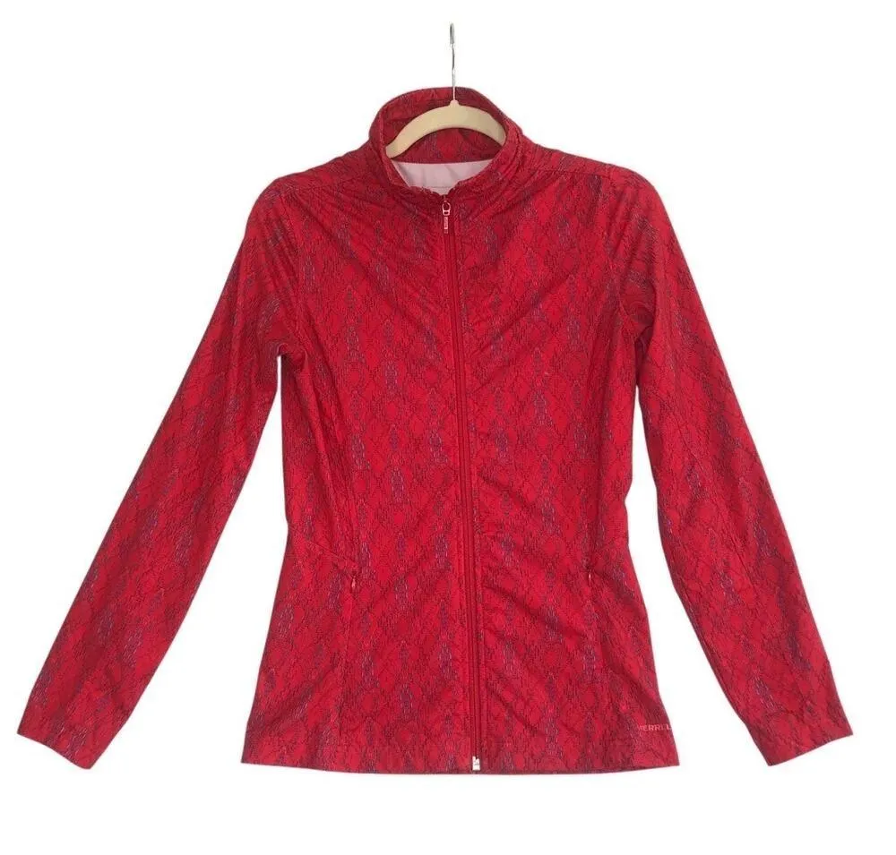 MERREL Lauley Full Zip Top Women XS Red Blue Athletic Outdoor Sporty Lightweight - Image 3