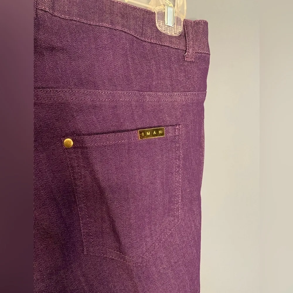 Iman purple denim stretch pull‎ on jeans Size small - Image 5
