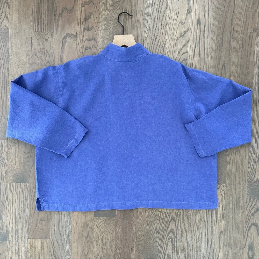 Vintage 90s Linen Blend Chore Coat Boxy Swing Jacket in Dusty Purple Size Large - Image 7