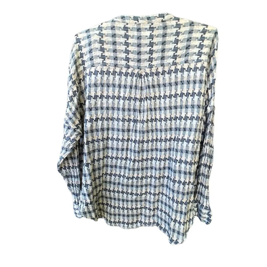 Lou & Grey LOFT houndstooth tie front cotton shirt - Image 5