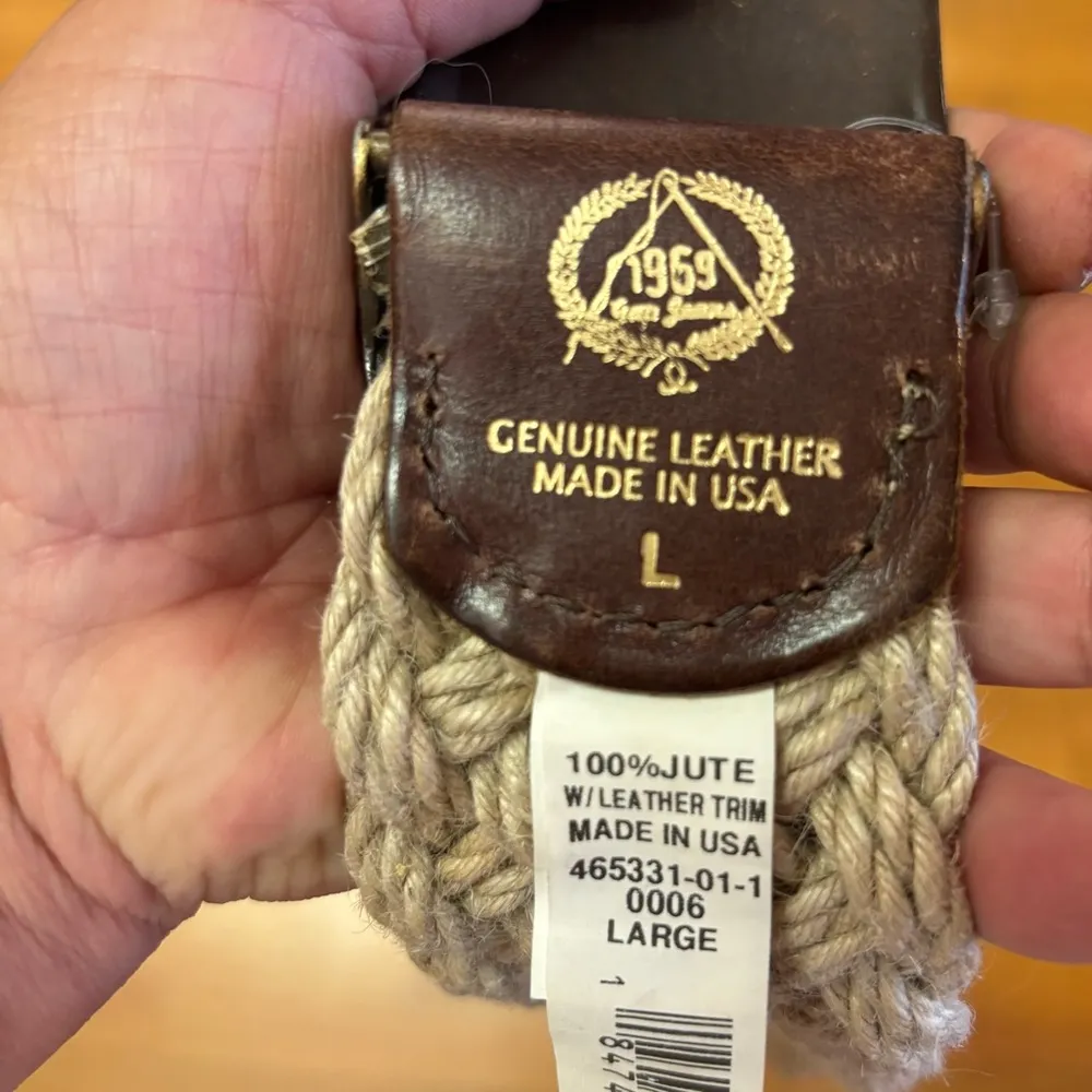 NEWVintage GAP Leather Buckle Coastal Cowgirl Fisherman Boho Woven Chunky Belt L - Image 4