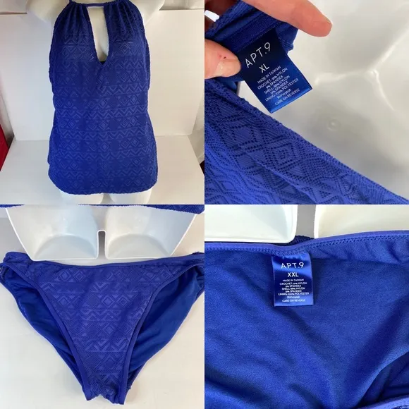two piece tankini XL top & XXL Bottom blue - Image 2