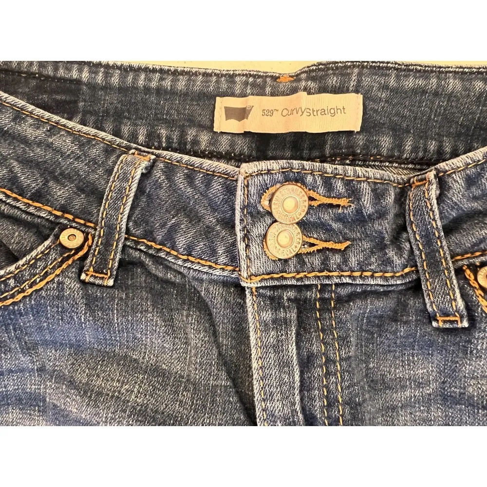 Levi's 529 Curvy Straight‎ Jeans Women's 31x30 Blue Mid Rise Cotton Dark Wash - Image 9