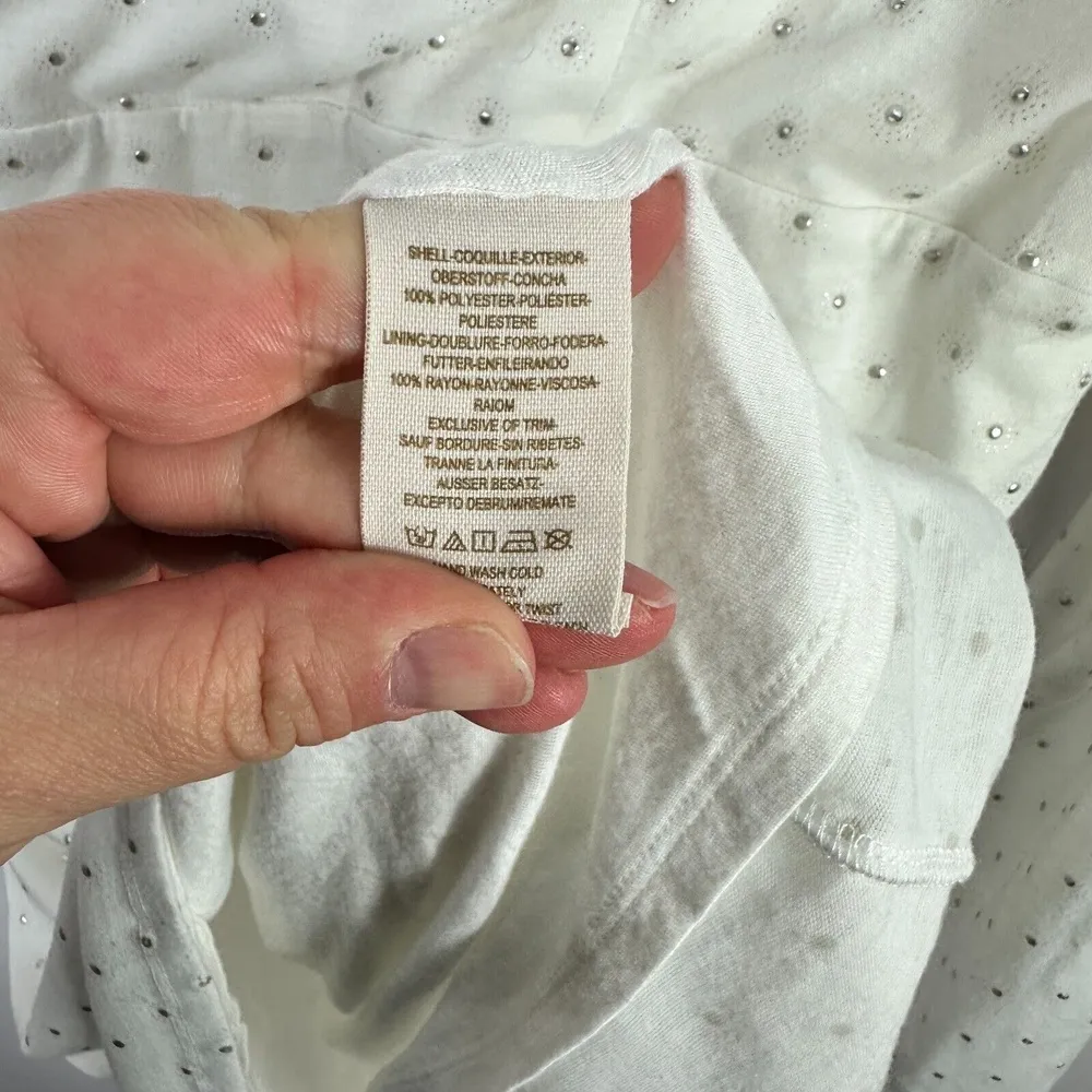 Free People Mini Dress Womens L‎ Ivory Rhinestone Y2K Coquette Glam Party Boho - Image 6