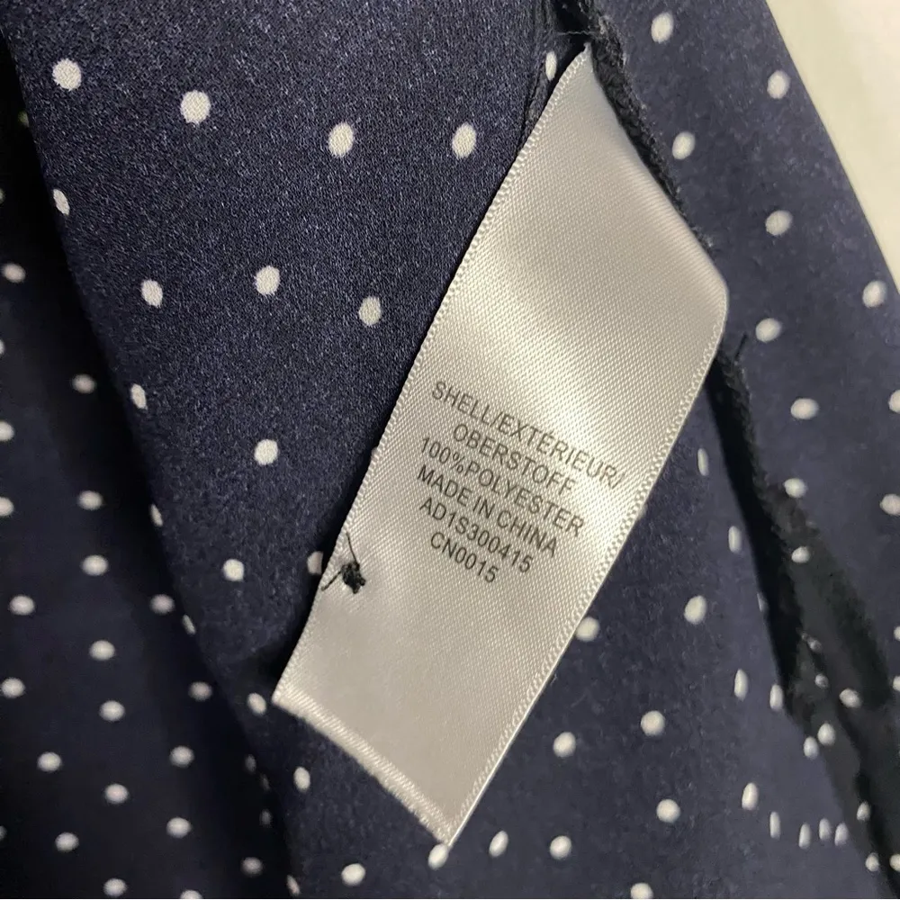 Adrianna Pappell polka dot navy blue wrap blouse SMALL lightweight long sleeve - Image 5