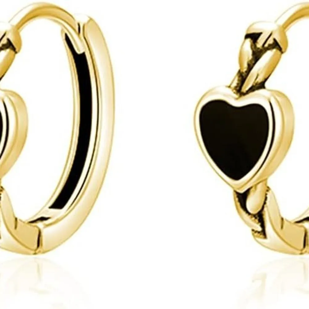 18K Gold Plated Black Heart Hoop Earrings for Women Teens Heart Earrings Hoop - Image 3