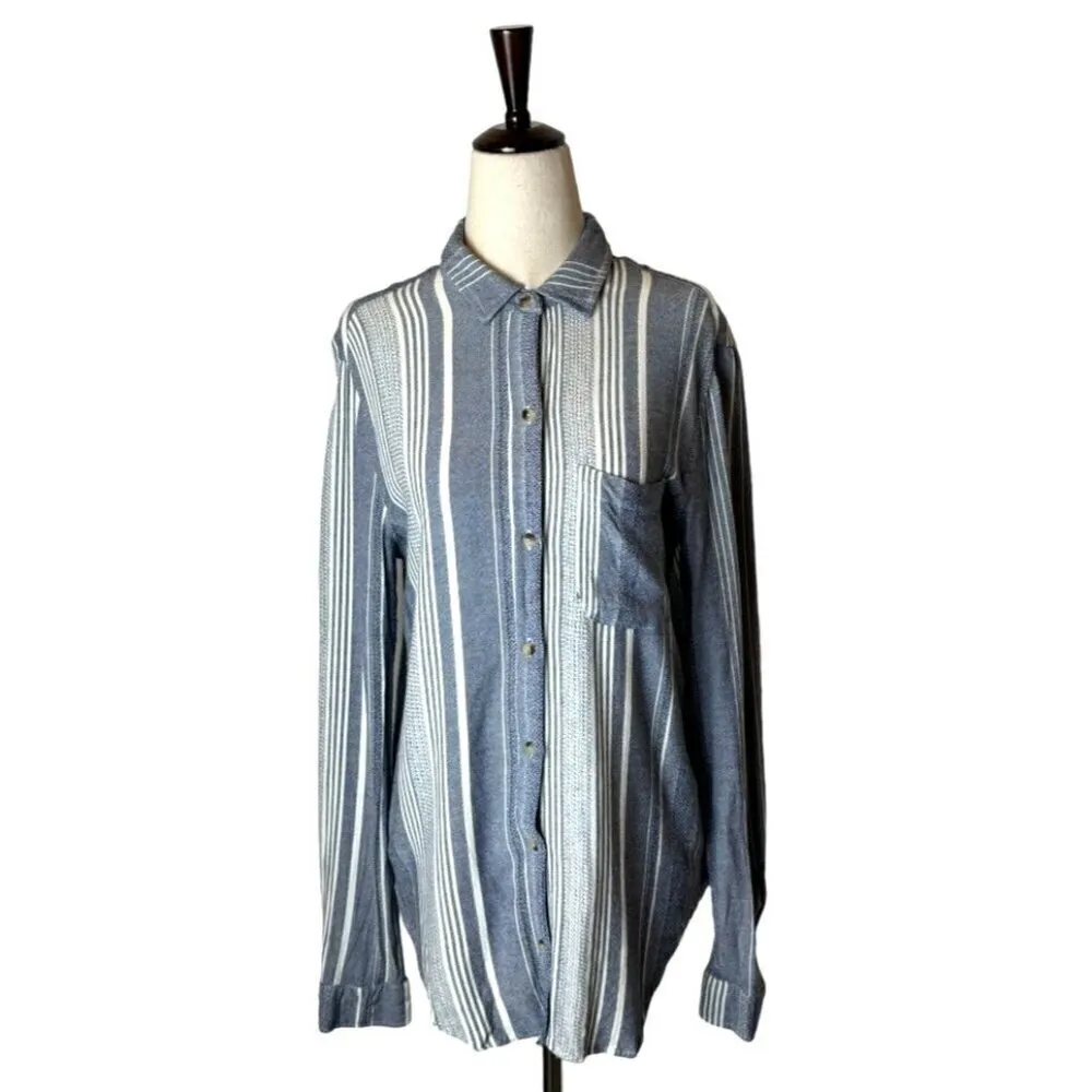 Anthropologie Maeve Shirt Women Small Blue Chatham Striped Button Down‎ Blouse - Image 3