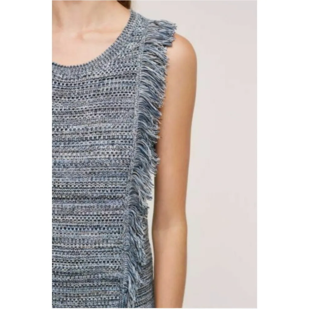 Anthropologie Holding Horses Fringe Sleeveless Knit Dress‎ in Blue, Size XS - Image 6
