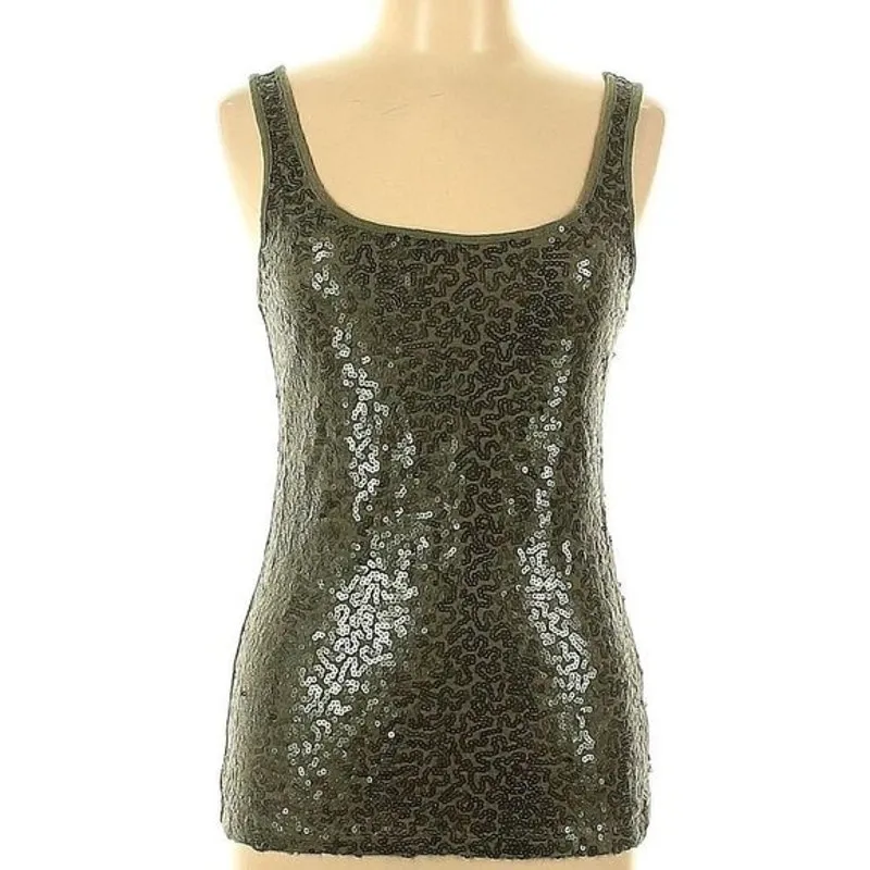 Excellent Old Navy Women Green Sequin Embellished Sleeveless Tank Top Size Large - Image 4