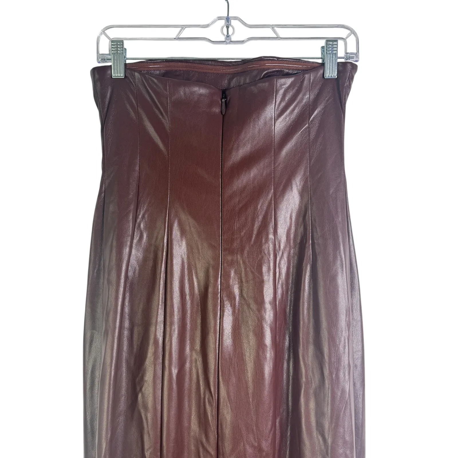 Lovers + Friends X Rachel Ana‎ Brown Faux Leather Maxi Dress Small Strapless S - Image 7