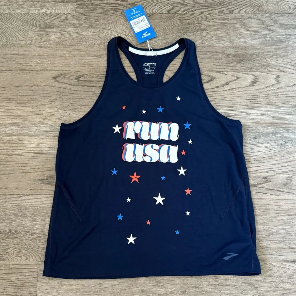 Brooks Women's Run USA Distance Tank 3.0 - Size L‎ - Navy Blue - NWT - Image 5