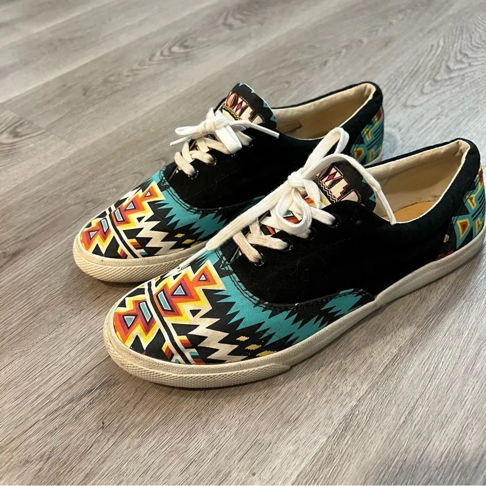 Bucketfeet Southwest Aztec Print Canvas Lace Up Low Sneakers Womens 7 - Image 2