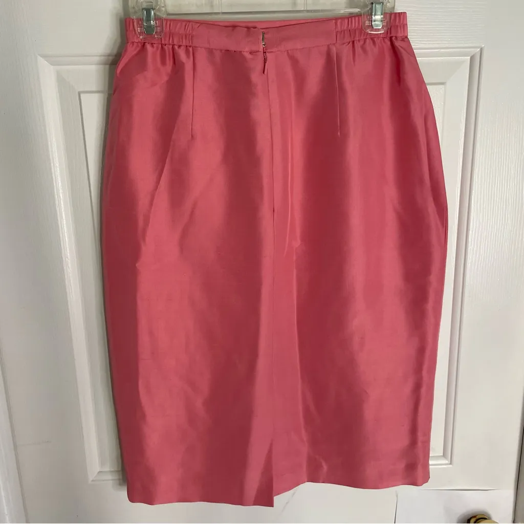 Vintage y2k Talbots Pink Silk Blazer and Knee Length Pencil Skirt Set Size 4 - Image 11