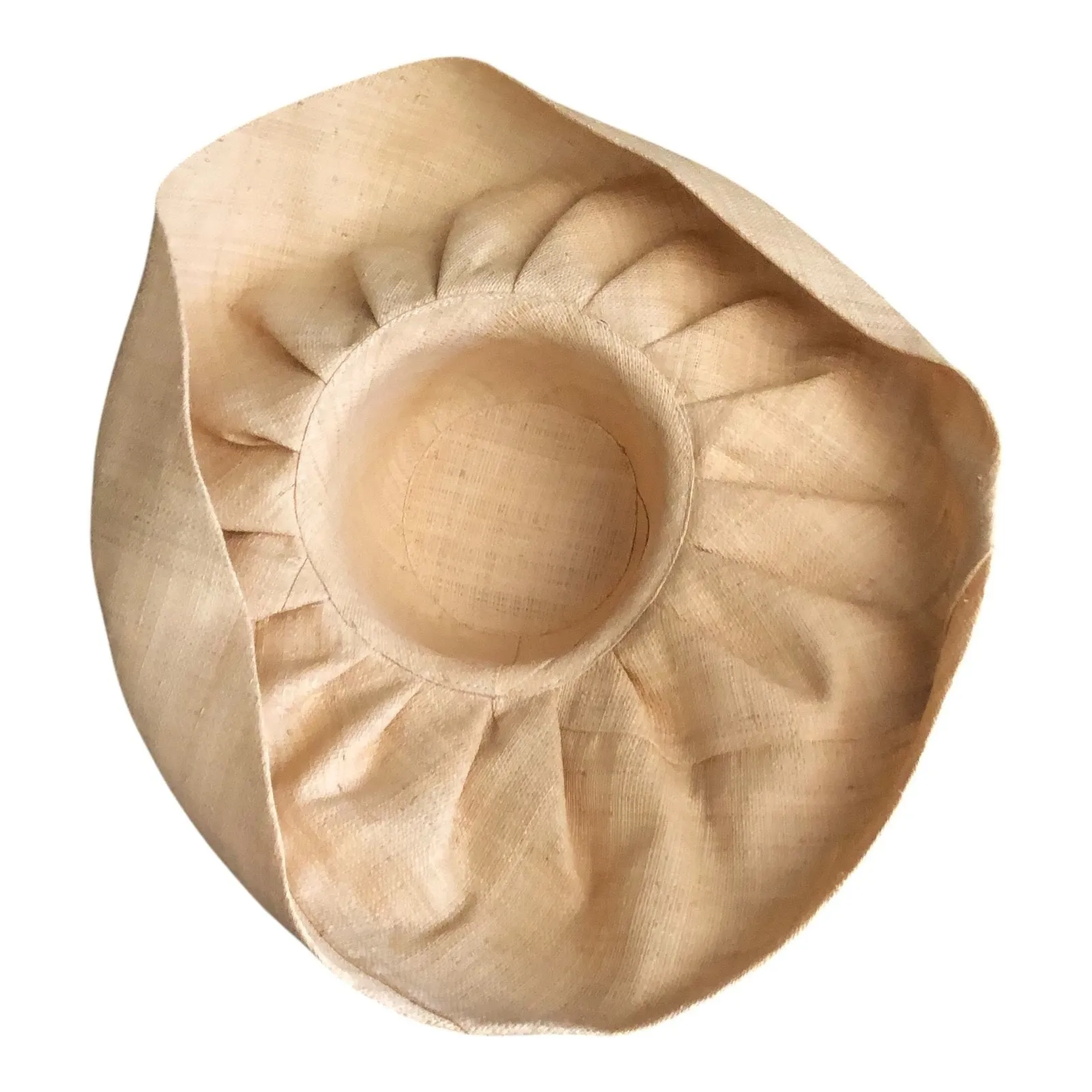 Vintage Natural Beige Wide Brim Sinamay Hat with Ruffled Brim And Bow - Image 12