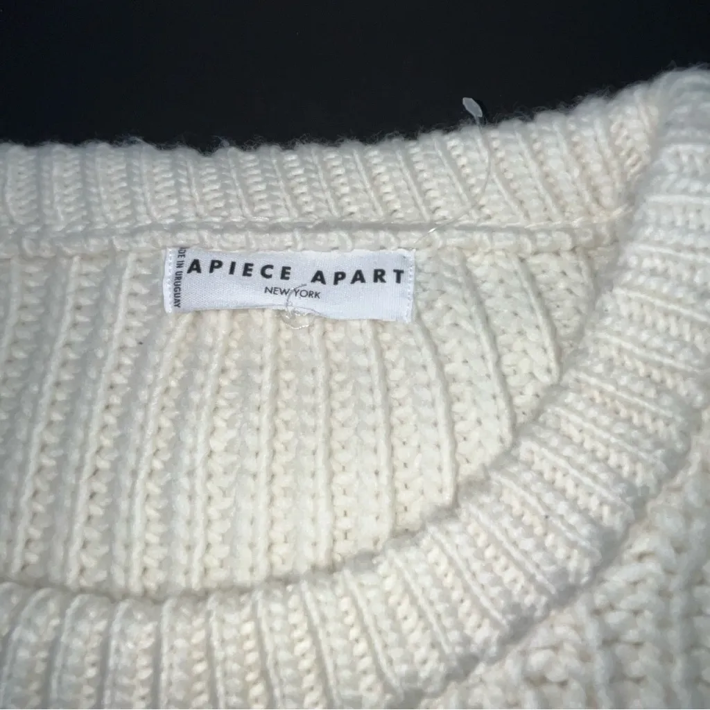 Apiece Apart Cream Crewneck Wool Sweater APPROX. Size LARGE No Size Tag *FLAWED - Image 2