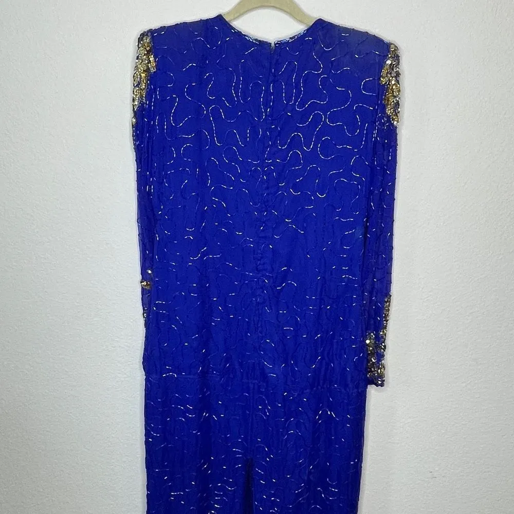 Vintage Laurence Kazar Silk Beaded Dress - Image 7