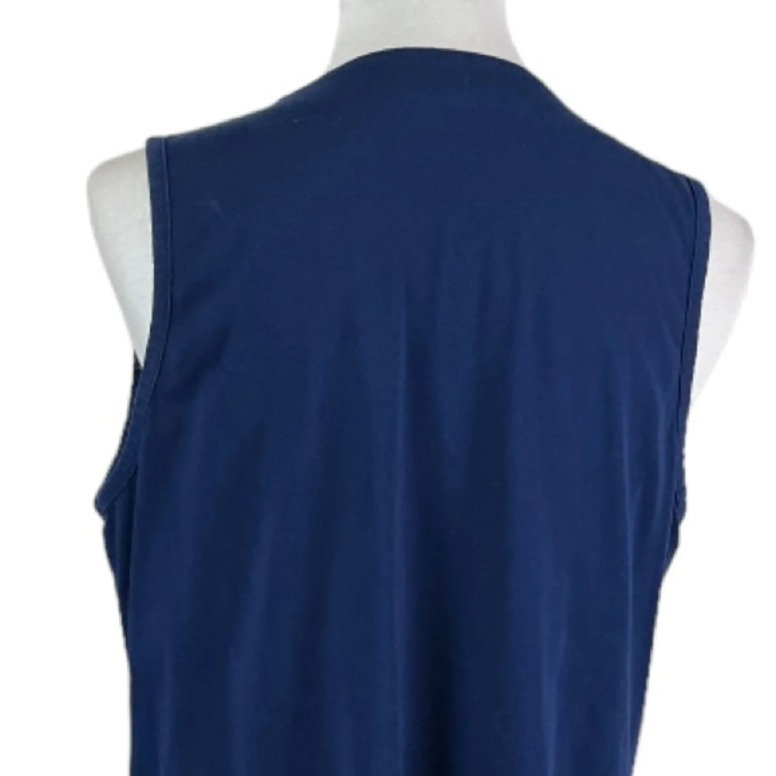 Lands’ End Shift Dress V-neck Sleeveless Soutcache Navy White Women’s Size M - Image 8