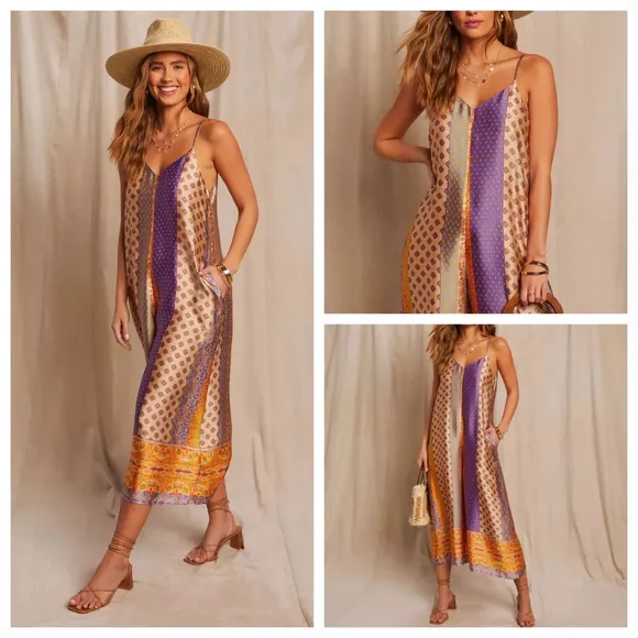 Women's VICI Collection Silky Boheme Lifestyle Jumpsuit Size Small Purple - Image 2