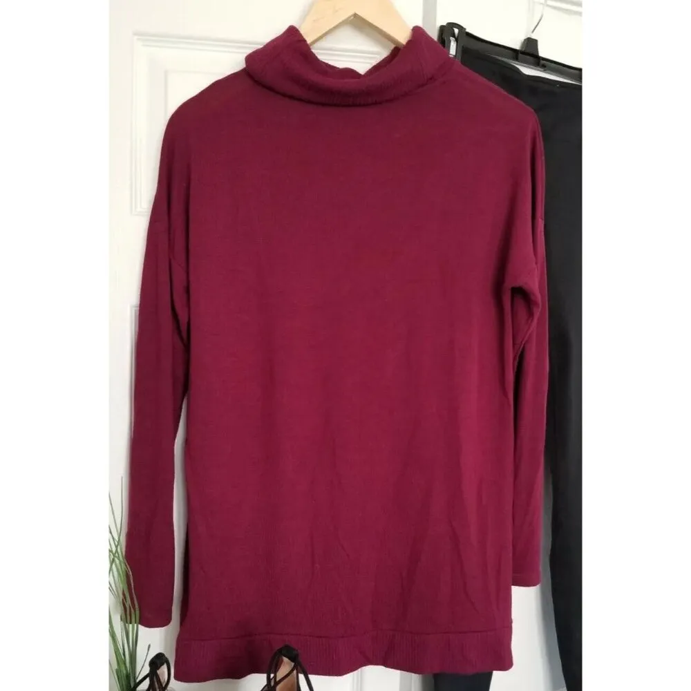 Banana Republic Cowl Neck Long Sleeve Front Drape Mulberry Sweater Top Size XS - Image 4