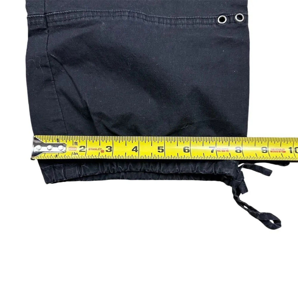 Harley-Davidson Women's Black Capri Cargo Pants Logo Pockets Drawstrings Sz 8 - Image 9