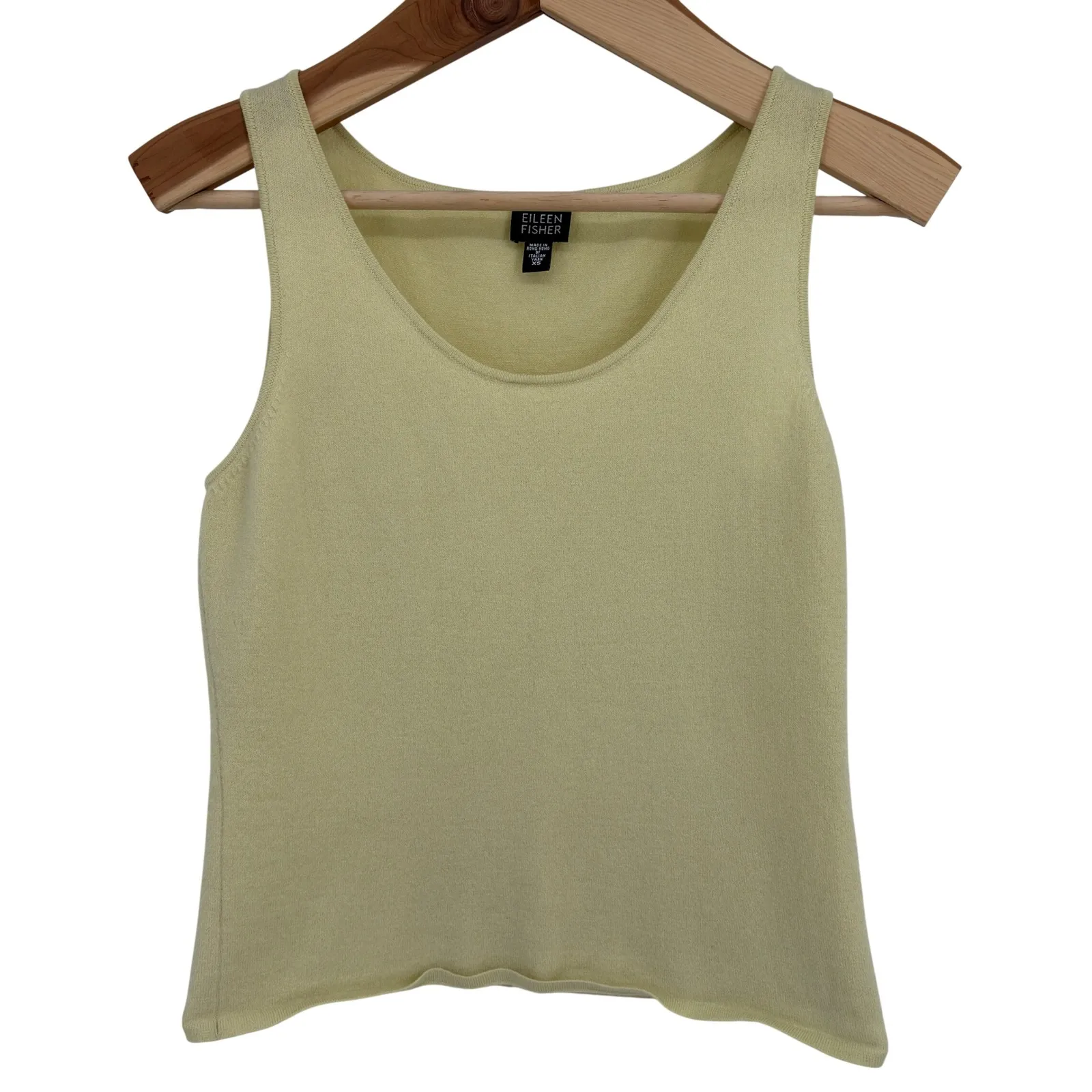 Y2K Eileen Fisher 2 Pc Set Jacket Tank Light Pistachio Merino Wool Hong Kong XS - Image 6