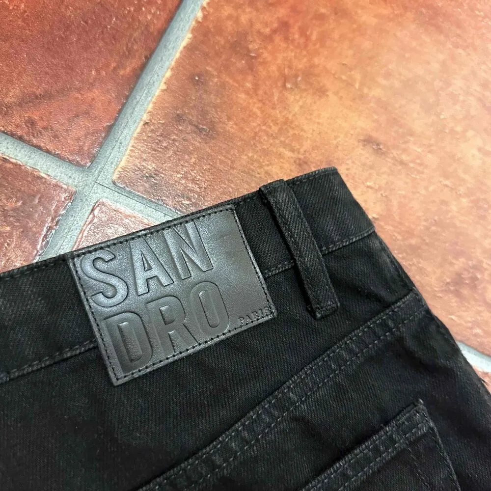 Sandro Black Frayed Hem Flare Pants Size 42 - Image 8