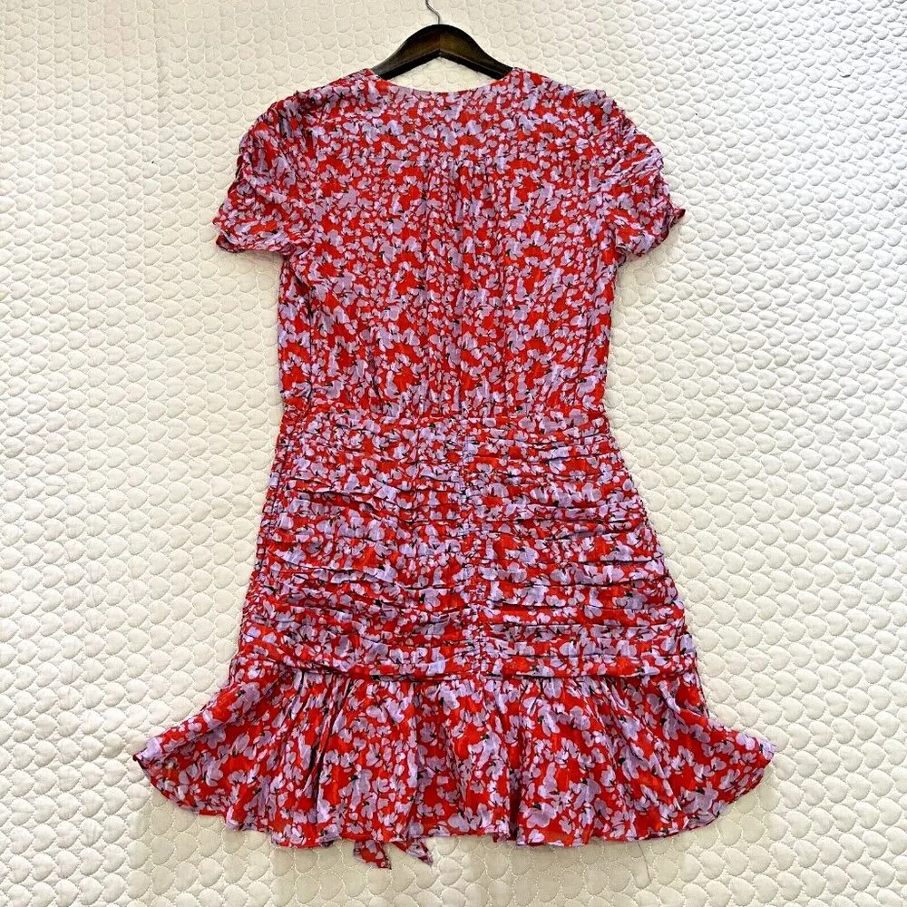 $495 NWOT Tanya Taylor Zora Floral Silk Blend Mini Dress 4 Puff Ruched Sleeve - Image 11
