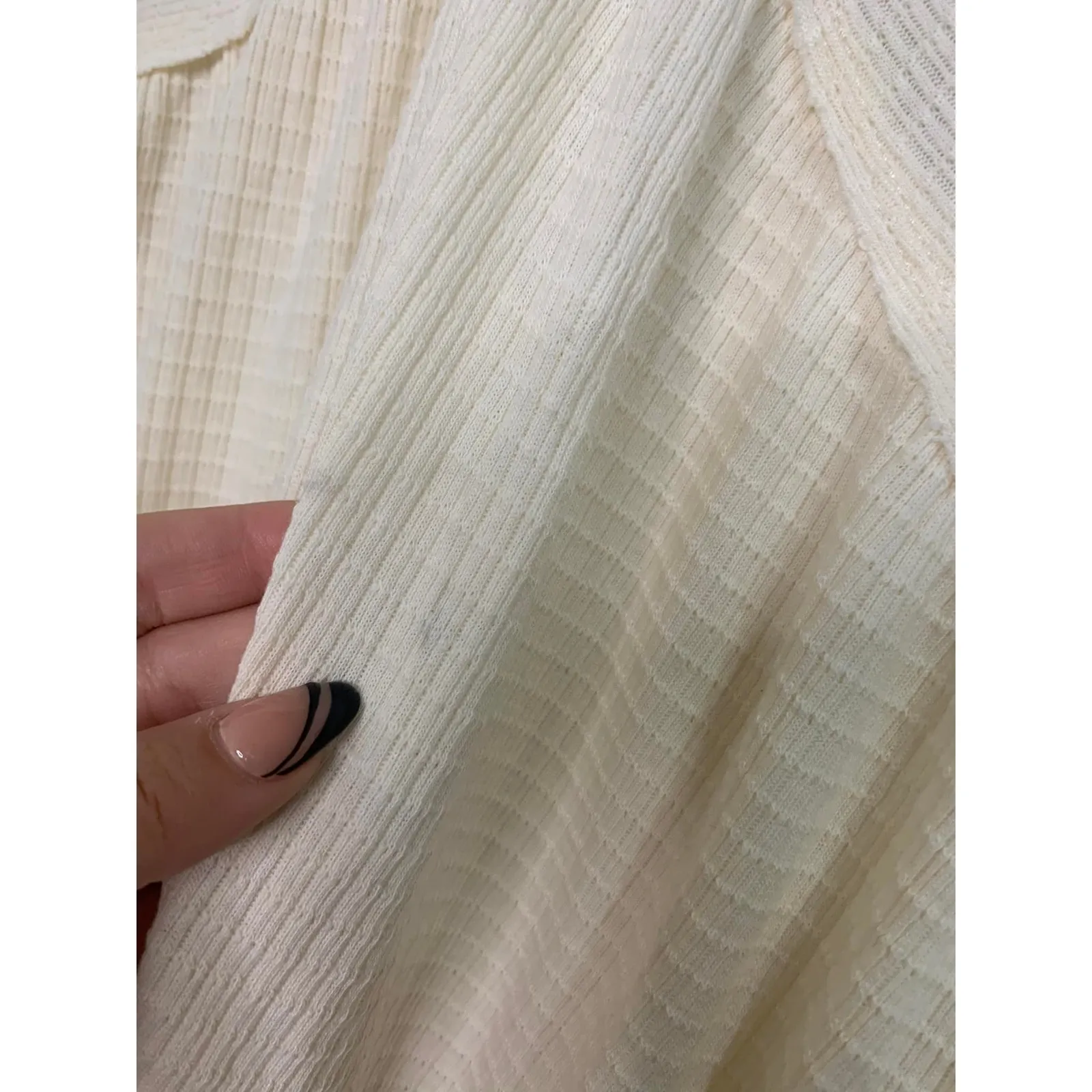 Free People We The Free Citrine Thermal Ecru Top Large‎ #OB891958 - Image 7