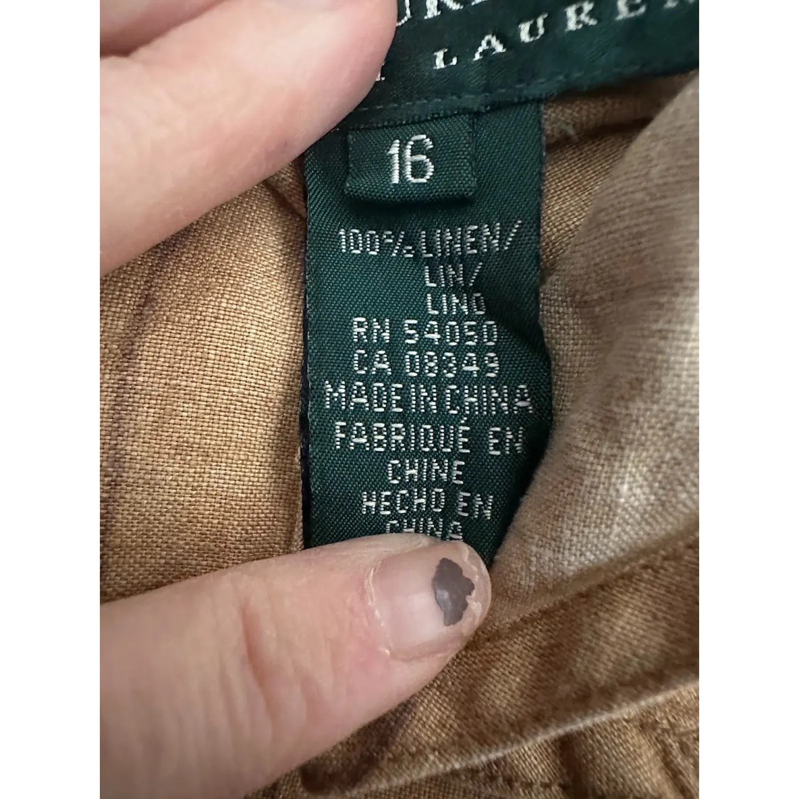 Vtg Lauren Ralph Lauren Linen Maxi Tie Wrap Skirt Size 16 Southwest Boho Aztec - Image 8