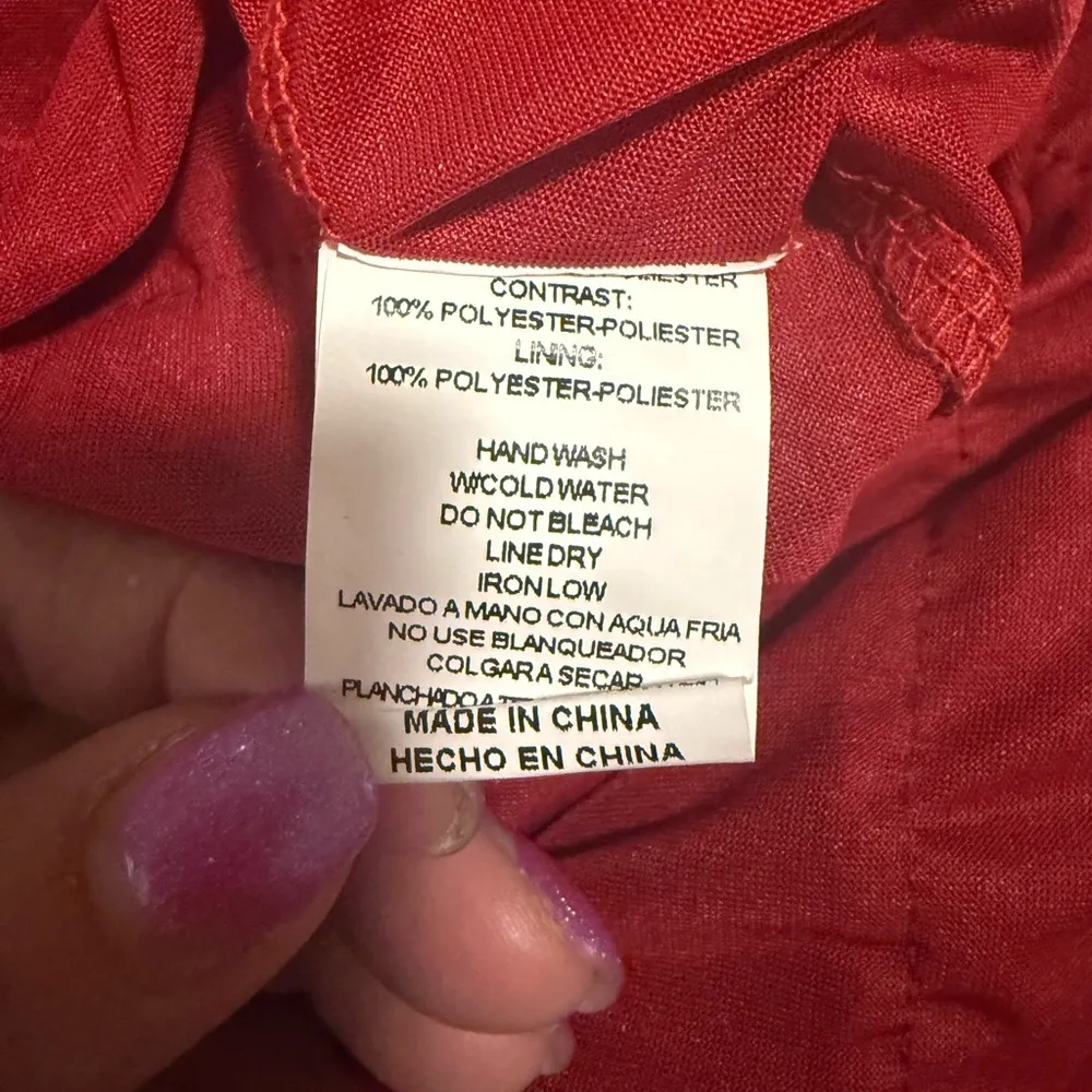 Red Ruffled Tie Front Tank Top Size M - Image 3