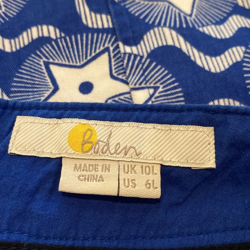 Boden Helena Chino Blue & White Star Print Mini Skirt US 6 LONG - Image 2