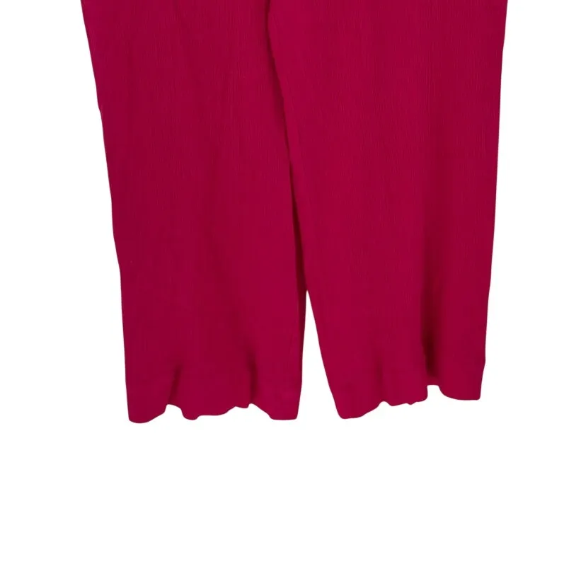 French Laundry bright pink crepe drawstring wide leg pants size L vacation - Image 4