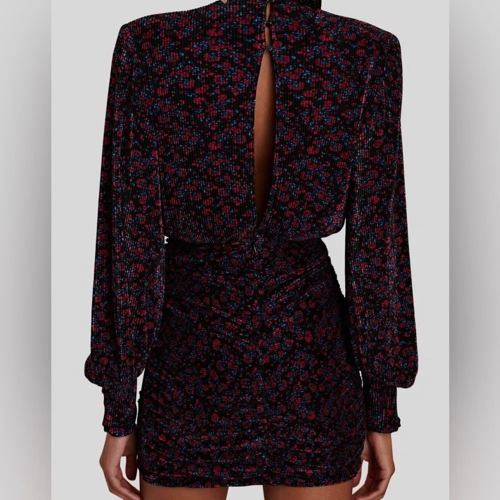 NEW SABINA MUSAYEV Capella Pleated Satin Mini Dress Black Size M - Image 2