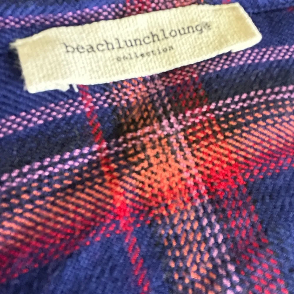 Beach Lunch Lounge Collection Plaid Flannel Charley Size Small Button Down Shirt - Image 4